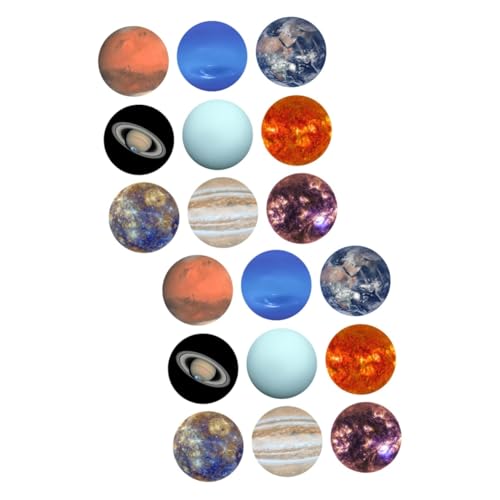 Alasum 18 Stk Planeten-Aufkleber Kinderplanetenaufkleber Aufkleber für Tortenaufsätze Kuchen Aufkleber Planeten Sticker party decoration Kuchendekoration Sonnensystem Aufkleber von Alasum