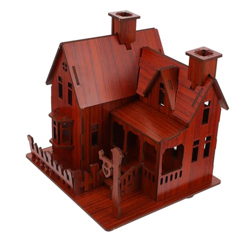 Alasum 1Stk 3D- -Puzzle familienspiele zabawki stymulujące rozwój Lernspielzeug Musterhaus Würfelpuzzle Bausatz Kinder-Puzzle-Spielzeug 3D-Puzzle Spielzeug zusammenbauen Holz Brown von Alasum