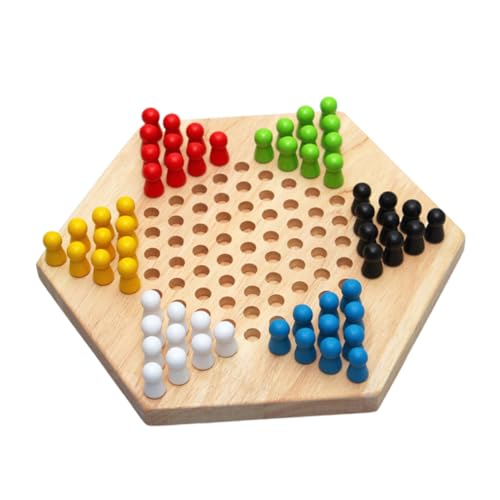 Alasum 1Stk Checker-Spiel Chinese Checkers dartscheibe brettspiel Langlebig boardgame настольная игра Chinesische Dame aus Holz sechseckige Dame aus Holz Sechseck-Checker Hölzern von Alasum