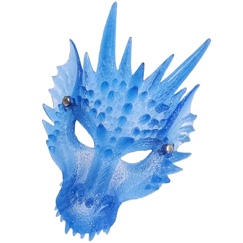 Alasum 1stk Halloween-maske Kopfbedeckung Glückselige Maskerade Ballmaske Für Den Abschlussball Am Abend Kostüm 3d-drachen-cosplay-maske Cosplay Party Gesichtsschleier Party-maske Blue von Alasum