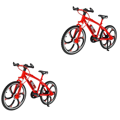 Alasum 2 STK Fingerrad Desktop-Spielzeug Finger-Mountainbikes Fingertrainingsspielzeug Rennrad Finger Fahrrad fingerspiele fingerspielzeug Gastgeschenke Alu-Fingerbike Ferrolegierung rot von Alasum