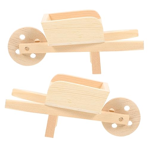 Alasum 2 STK Mini-Wagen Spielzeugwagenmodell Miniwagen Mini-Spielzeug Zubehör für Puppenstuben Wagen Schubkarre Spielzeug Puppenhauswagen, Schubkarren Puppenhaus-Schubkarrenmodelle Holz von Alasum