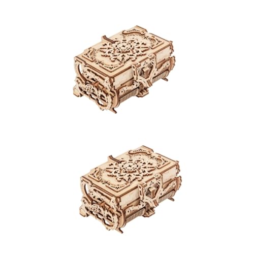 Alasum 2 STK Übertragungsmodell mechanisches Puzzle Spielzeug für Kleinkinder Bauspielzeug Storage Boxes aufbwahrungs-Box Mechanisches Holzpuzzle mechanisches 3D-Puzzle hölzern von Alasum