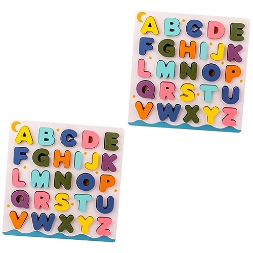 Alasum 2 Sätze Alphabet-blöcke-Puzzle-Spielzeug Passendes Spielzeug Für Kinder Lernspielzeug Kinderblöcke Kinder Tylonal Zahlenrätsel Für Kleinkinder Steckpuzzles Kinderspielzeug Hölzern von Alasum