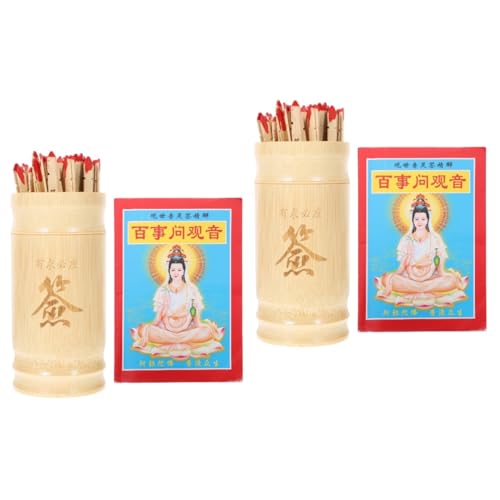 Alasum 2 Sätze Avalokitesvara-Lotterie buddhistische Glücksstäbe Vintage Weissagungsstütze chinesische Stöcke Wahrsagekarten buddhistische Wahrsagerei-Requisite Vermögen klebt Eimer Holz von Alasum