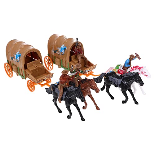 Alasum 2 Sätze Cowboy-Modell- Pferdespielzeug Wild-West-Figur-wagenfahrer Puzzle- Für Pferde Und Kutschen Für Jungen Action Figur Autozubehör Plastik von Alasum