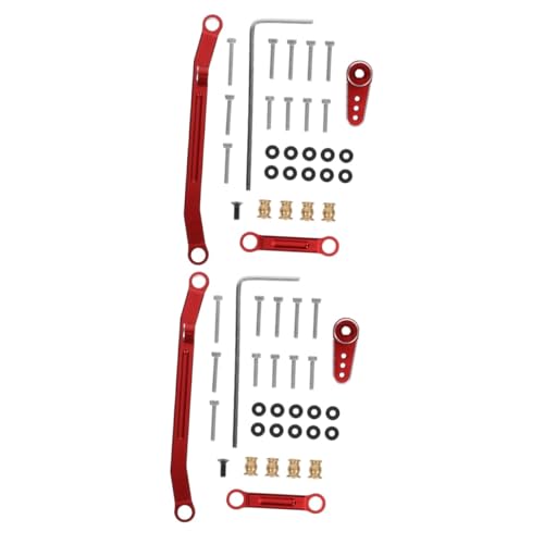 Alasum 2 Sätze Ferngesteuerte Autolenksäule Zubehör Für Ferngesteuerte Automodelle Rc-Auto-spielzeugzubehör Rc-autospielzeug-reparaturset Lenkstange Für Rc-Autos Lenkstangen Rot Legierung von Alasum