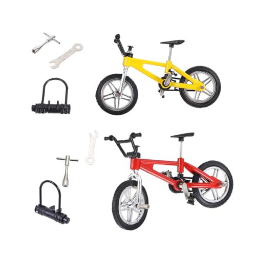 Alasum 2 Sätze Fingerrad Schreibtisch-wettkampfspielzeug Mini-Bikes Desktop-Spielzeug Fingerspielzeug Fingerfahrräder Mini-fingerbikes Tisch-wettkampfspiel Spielzeug Aluminiumlegierung von Alasum