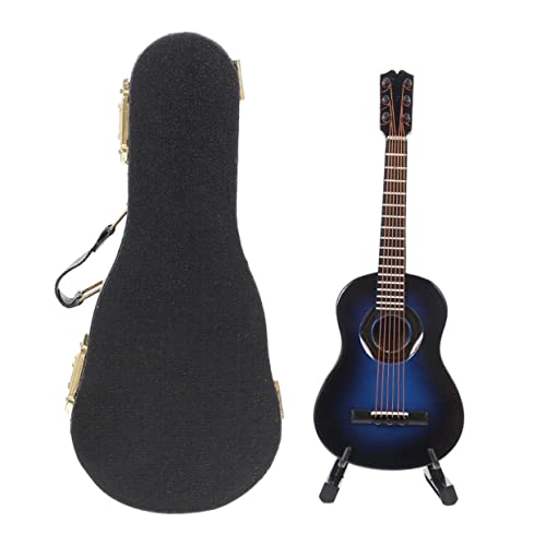 Alasum 2 Sätze Gitarrenmodell Miniaturen Goldene Mikrofonstütze Gitarre Kleinkind Miniatur-Gitarren-dekor E-Gitarre Musikspielzeug Für Kinder Miniaturdekoration Spielzeuge Foto Holz Blue von Alasum