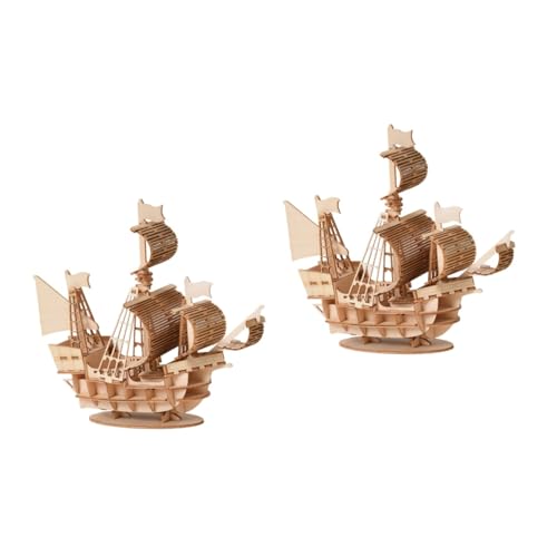 Alasum 2 Sätze Kinderpuzzles Aus Holz 3D-Puzzles Für Kinder Rätsel Für Jungen Kinder 3D-Puzzle-Spielzeug Seeschiff-Puzzle Mechanisches Puzzle Hölzernes Segelbootmodell Für Jungen Bambus von Alasum