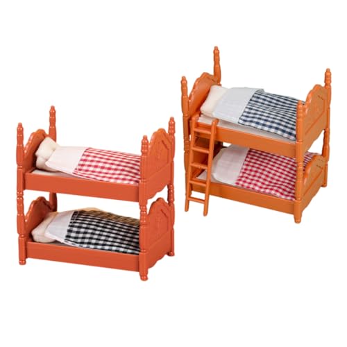 Alasum 2 Sätze Mini Etagen Bett Minibett Feengartenfiguren Zubehör für Miniaturpuppenhäuser puppenhaus doppelstockbetten für Kinder Spielzeug Mini-Hausmöbel Mini-Möbelmodell Plastik von Alasum