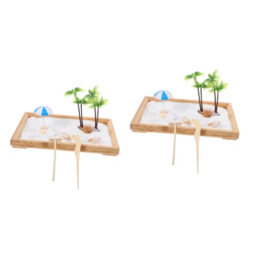 Alasum 2 Sätze Ocean Beach Sandtisch -Dekor Bausatz -Zen-Garten Strandsand bastelzeug Sand Spielzeug Miniatur-Ozeangarten-Sandspielzeug Meditations-Miniaturlandschaft Plastik von Alasum