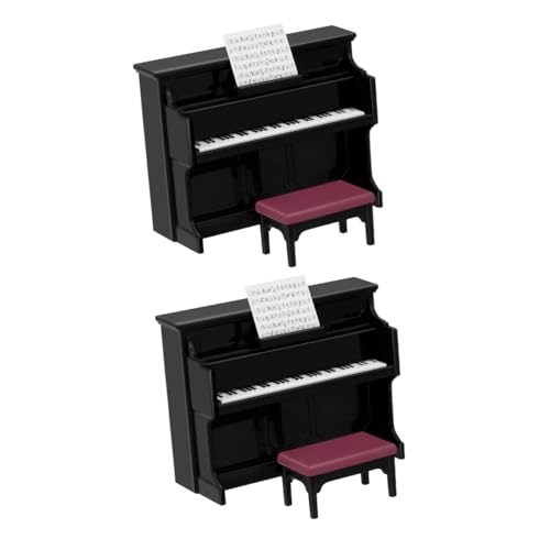 Alasum 2 Sätze Puppenhaus-Klavier Miniatur-Puppenhaus-Bausatz Mini-Verzierung favorisieren Musical Mini Klavier Kinder Spielzeug Klavier Kinderspielzeug Mini-Klavierhocker Plastik Black von Alasum