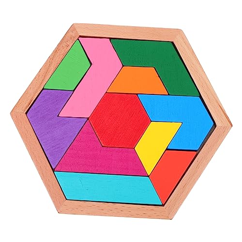 Alasum 2 Sätze Puzzle-Bausteine Tangram-Puzzle Tangram-Form-Puzzle holzpuzzle Tangram Kinder Puzzle Mind Game Spielzeug Sechseck-Puzzle Rätsel zum frühen Lernen hochwertiges Holz Colorful von Alasum