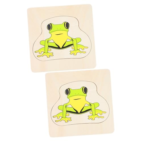 Alasum 2 Sätze Puzzle aufwachsen Frosch-Lebenszyklus-Kit Lebenszyklus Spielzeug Puzzle-Spielzeug kinderbeschäftigung Kinder Puzzle Cartoon Holzpuzzle Mehrschichtiges Puzzle hölzern von Alasum