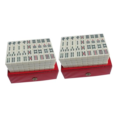 Alasum 2 Sätze Reise Freizeit Mahjong Miniatur Chinesisches Mahjong Klassisches Chinesisches Mahjong-Spiel Mahjong Reisespielzeug Mahjong Karten 2022 Mahjong-Fliesen Mahjong Mini Acryl von Alasum