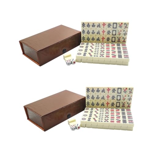 Alasum 2 Sätze Reise Freizeit Mahjong Reisespielzeug Mini-Mahjong-Spiel Mahjong-Fliesen Tragbares Mahjong-Set Mahjong-Spielzeug Freizeitspiel Spielzeug Chinesisches Mahjong-Spielset Acryl von Alasum