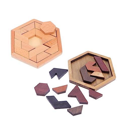 Alasum 2 Sätze Sechseckige Scheibenbausteine Lernspielzeug Für Kinder Reisespielzeug Für Kinder Sechseck-puzzlespiel-Spielzeug Geometrie-Puzzle-Spielzeug Gehirnspielzeug Hölzern von Alasum