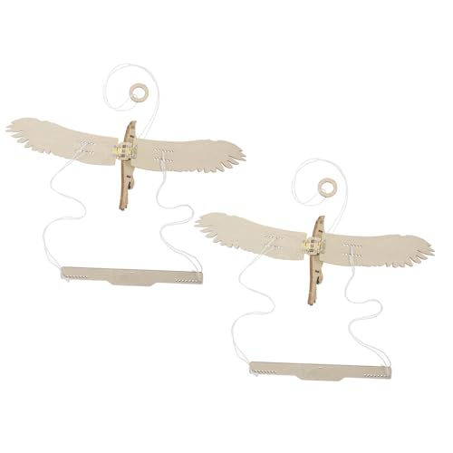 Alasum 2 Sätze Simulierter Fliegender Vogel Wissenschafts-kit Puzzle Stielspielzeug Babyspielzeug Zappeln Drohne Partyartikel Für DIY- Khaki Hölzern von Alasum