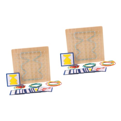 Alasum 2 Sätze Stecktafel Geoboard Geometry Learning Tools Nagelplatte Platte Steckbrett Nagelbrett Lernspielzeug Geobrett Lernwerkzeuge für geometrische Formen hölzern von Alasum