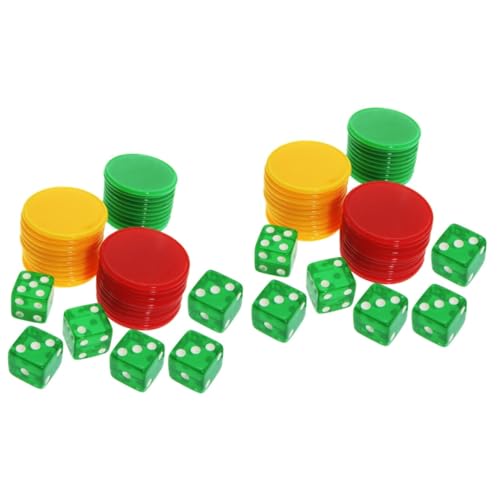 Alasum 2 Sätze Würfel-Chip-Set Farbzählchip 6-seitiger Spielwürfel Leere Spielchips Leere Chipkarte unterhaltungsspiele Spiele für draußen Würfelspiel tragbare Pokerchips Kunststoff Acryl von Alasum