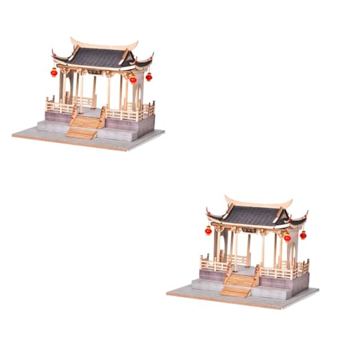 Alasum 2 Sätze die chinesen Spielzeug für Kinder Woodbridge laufstall Spielzeug Pädagogisches Spielzeug Mini- Szenenmodell Bauen DIY-Szenenlayout Chinesisches Bauspielzeug Holz von Alasum