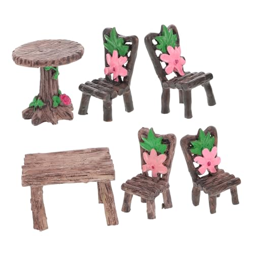 Alasum 2 Sets Mini Tische Und Stühle Outdoor Zubehör Mini Möbel Puppenhäuser Mini Ornamente Tische Und Stühle Outdoor Möbel Mikro Landschaftsornamente Gartenzubehör Kunstharz von Alasum