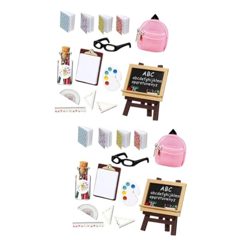 Alasum 2 Sets Simulations Lernspielzeug Mini Schultasche Für Kinder Mikro Kinderzubehör Simulations Puppenrucksack Puppenhaus Malset Puppenschule Spielset Puppenrucksäcke Studio von Alasum