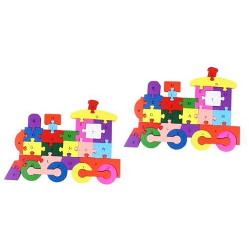 Alasum 2 Stück 26 Kinder Rätseln Kreatives Spielzeug Puzzle-Spielzeug Gehirnspielzeug Kinderspielzeug Puzzle-Puzzle Cartoon-Puzzle Kinderpuzzle Bausteinspielzeug Puzzlematte Bambus von Alasum