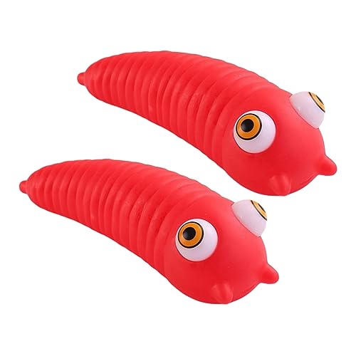 Alasum Fidget Wurm Spielzeug Stressabbau Spielzeug 2 Stück Prise Musik Squeeze Lustige Dehnbare Dekompression Kreative Quetschraupe Sensorische Raupe Stress Raupe Rotes PVC von Alasum