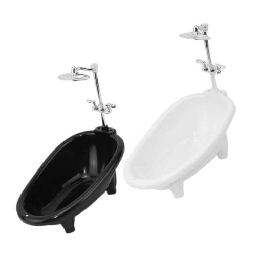 Alasum 2-Teiliges Set Badezimmerzubehör Badezimmer-Szene-Requisite Toilettenwaschbecken Puppenhaus Badezimmer Zubehör Puppenhaus Miniaturmöbel Mini-Badewannenstatue Puppenbadewanne von Alasum