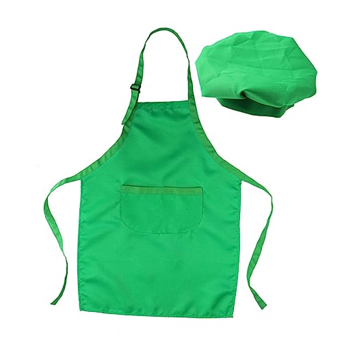 Alasum 2-teiliges Set Kinderkoch-spielset Kinder Malen Schürze Kinder Kochen Ärmel Kinderanzug Kinderschürze Handschelle Zum Kochen Für Kinder Green von Alasum