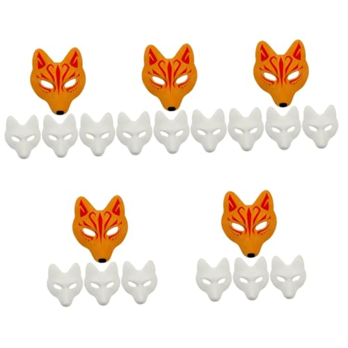 Alasum 20 Stk Fuchs Maske Diy Leere Fuchsmasken Fuchs-blank-masken Party Leere Masken Japanische Katzenmaske Wolf-cosplay-maske Abschlussball Maske Japanische Fuchsmaske Zubehör Pu Weiß von Alasum