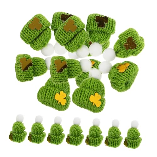 Alasum 20 Stück Mini Mützen Grüne Ornamente Mini Strick Ornamente Mini Hüte Zum Selbermachen Hut Ornamente Mini Puppenmützen Kleine Strickmützen Kleine Mützen Mini Strickmützen von Alasum