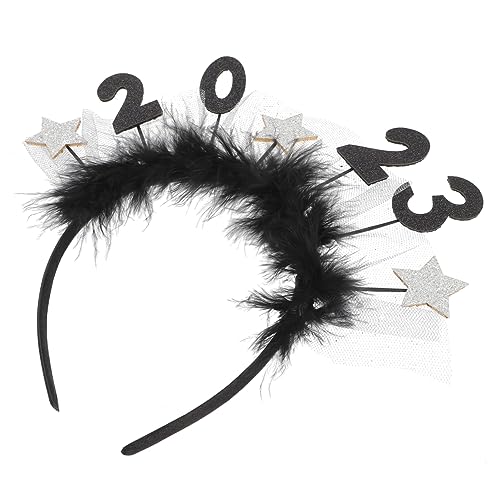 Alasum 2023 Stirnband Sternhaar Dekorationen Pom Abs Stirnbänder Für Damen Haarstyling-werkzeuge Neues Jahr Haarband Haarschmuck Silvester-party-haarband Erste Doodlebob Rot Black Plastik von Alasum