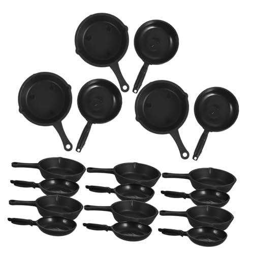 Alasum 20St Miniatur-Wok Miniaturpfanne Puppenhauspfanne Miniaturkochgeschirr Puppenhausdekoration Puppenhauskochgeschirr Spielküche Essenstopf Kinderküche Kochspielzeug Abs Black von Alasum