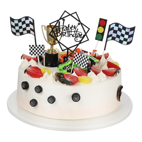 Alasum 23 Stk Lkw-kuchen Tortenkugeln Dekorationen Mini-trophäen-kuchenaufsatz Kuchen Topper Kuchendeckel Kuchendekorationen Cupcake-dekorationsset Autos Cupcake Topper Papier von Alasum