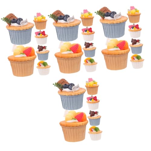 Alasum 24 STK Cupcake-Modell Künstliche Kuchen Mini Pappbecher Schöne Kuchen-Food-Modelle Kuchendekoration Gefälschte Kuchenspielzeuge Künstliches Kuchenmodell Cupcake-Topper Magnet von Alasum