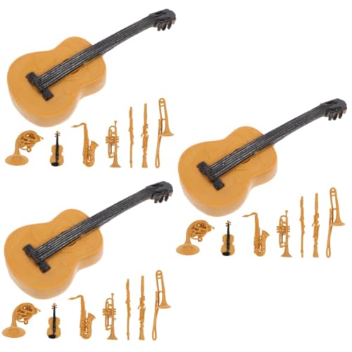 Alasum 24 STK Musikinstrument-Set-Modell Musikalische Skulptur Miniaturinstrument Musical Toy Instruments Kinder musikinstrumente Mini-Trompete Instrumentenmodell Mini-Handwerk PVC Brown von Alasum