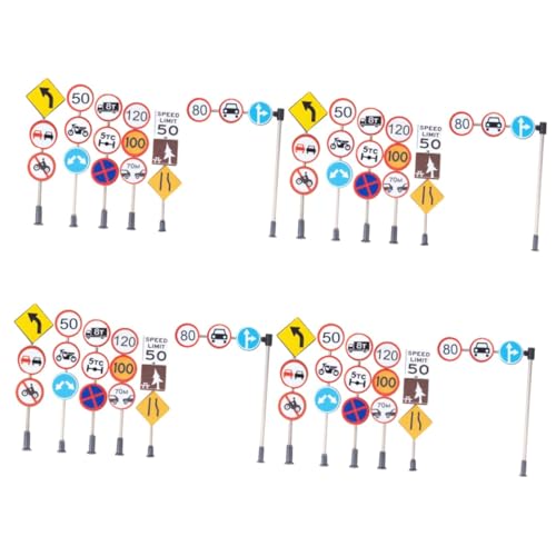 Alasum 24 STK Zubehör Für Mikrolandschaften Simulations-straßensperren Straßenschilder Straßenschild Spielzeugmodell Straßenbauzeichen Straßenwarnschild Spielzeug Abs Plus Edelstahl von Alasum