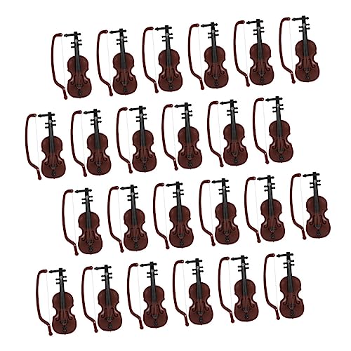 Alasum 24 Sätze Mini-Geige Miniatur-Cello-Spielzeug Weihnachtsschmuck Geigen Puppengeige Musical Instruments weihnachtskrippe Puppenhaus-Geige Sammlung von Musikinstrumenten Plastik Brown von Alasum