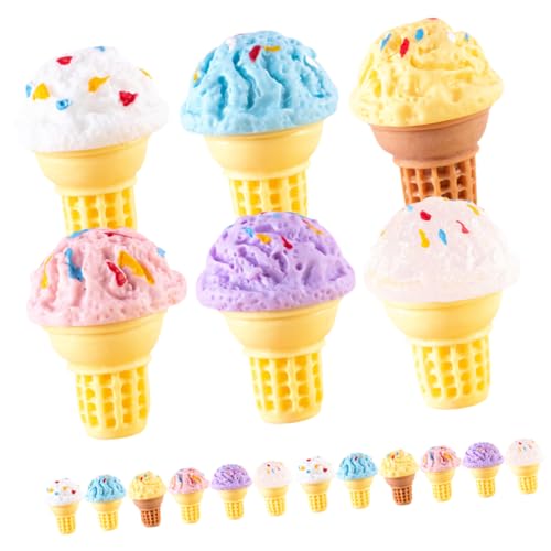 Alasum Mini Eiscreme Spielzeugset Realistische Miniatur Eiscreme Deko Für Küchen Simulation DIY Bastelzubehör 6 Verschiedene Sorten Je von Alasum