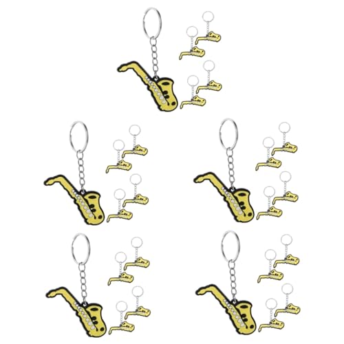 Alasum 25 Stk Saxophon-Charme Schlüsselanhänger Taschenanhänger für Handtaschen Geldbörse Charme Instrumentenzauber themenorientierte Schlüsselkette der Musik PVC Yellow von Alasum