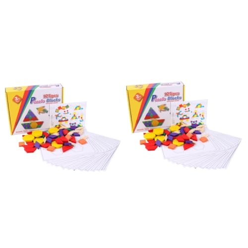 Alasum 250 STK Lernpuzzles Aus Holz Kinder-Tangram Lernspielzeug Für Kinder Tangram-Puzzle-Spiele Pädagogisches Spielzeug Bambus von Alasum