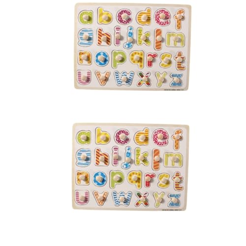 Alasum 2St Alphabet-Puzzle Lehrmittel Puzzlespielzeug für Kinder Alphabettafel Buchstaben Lernspiel Kinder holzspielzeug Kinder Alphabet Puzzle Buchstaben-Puzzle Bildungsbriefe Bambus von Alasum