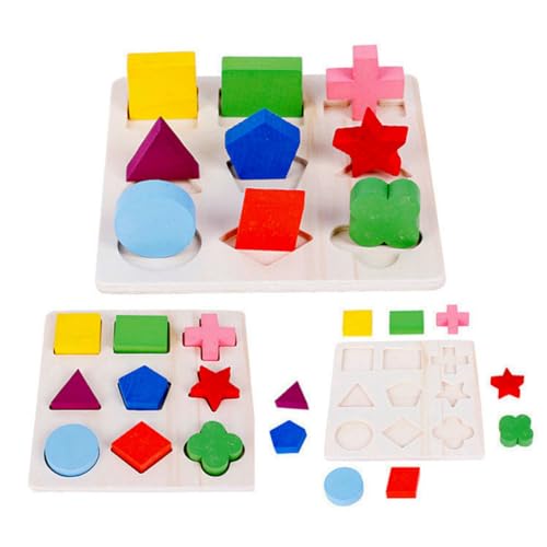 Alasum 2St Geometrieerkennungsspielzeug Puzzle rätsel holzspielsachen Pädagogisches Lernspielzeug für Kleinkinder Geometrie-Puzzle Geometrietafel Hölzern von Alasum