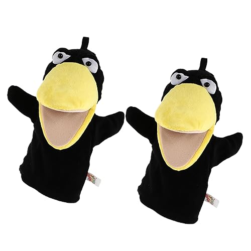 Alasum 2St Krähe Handpuppe Tierpuppe Cartoon-Puppenspielzeug Handpuppen Cartoon Handpuppe Spielzeugtiere Interaktives Marionettenspielzeug kleine Handpuppe Plüsch Black von Alasum