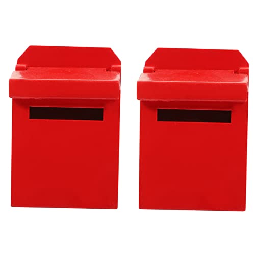 Alasum 2St Letterbox-Modell Kinder bastelset bastelmaterial für Kinder Children Toys holzmodell lustige gartendeko Puppenhaus-Büromöbel Mini-Mailbox-Modell Mini-Hausmöbel hölzern rot von Alasum