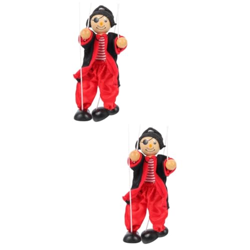 Alasum 2St Marionette Kinderspielzeug Kinderpuppen Bauchrednerpuppen für Anfänger Clown-Puppen Spielzeug für Kinder Toys Bauchrednerpuppen für Kinder Piratenpuppen für Kinder Holz von Alasum