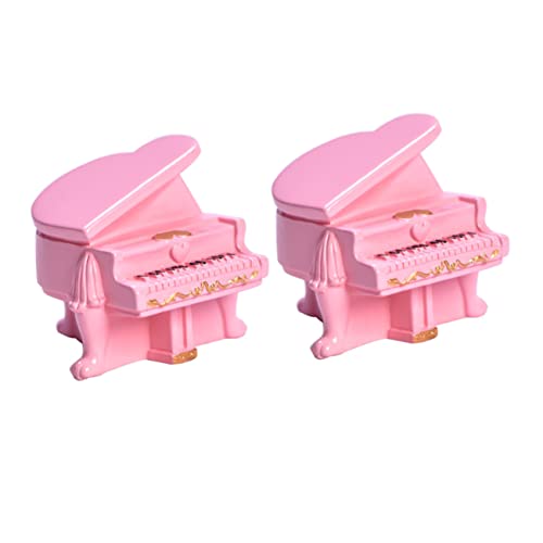 Alasum 2St Piano-Modell Mini-Spielzeug Ornamente Miniatur-Hausmöbel Mini-Möbelspielzeug Tischdekoration Piano House Decoration Toy Heimwerker-Ornament simuliertes Klavier Harz Rosa von Alasum